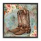 Stupell Industries Cowboy Boots Western Paisley Florals Framed Floater Canvas Wall Art
